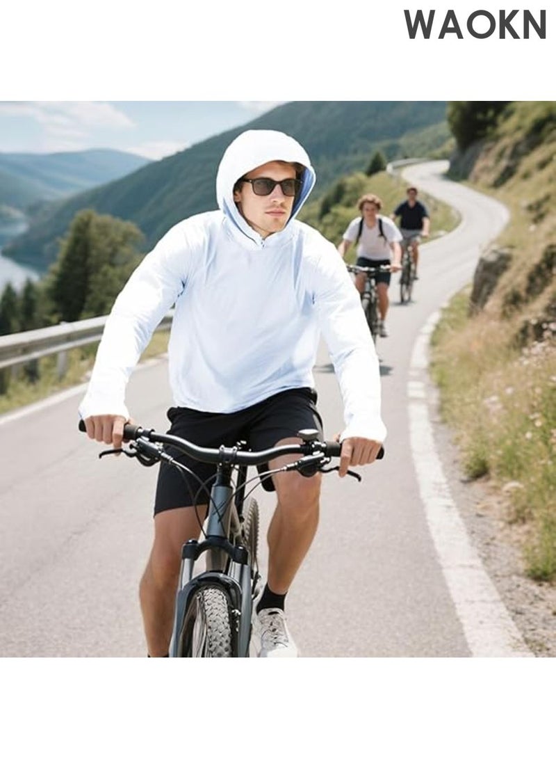 WAOKN Men and women's Hoodies UPF 50+ Sun Protection Performance Long Sleeve T-Shirt , UV Breathable Men and women's UPF 50+  Men and women Sun Protection Swim Hoodie Long Sleeve Quick Dry Outdoor Hoodies , unisex , white . - Image 3